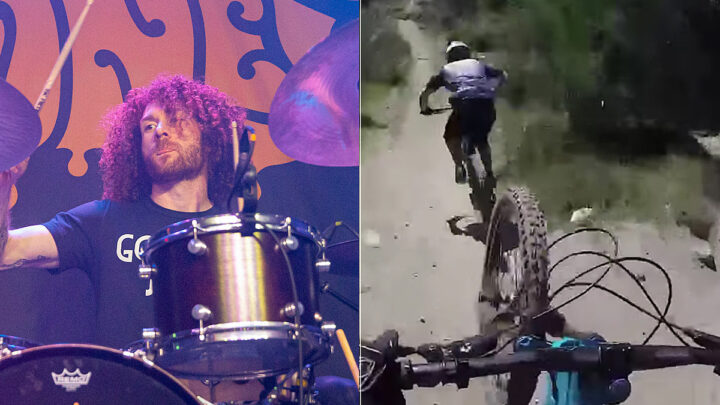 Baterista de Dirty Honey se estrella en una bicicleta de montaña durante un viaje loco