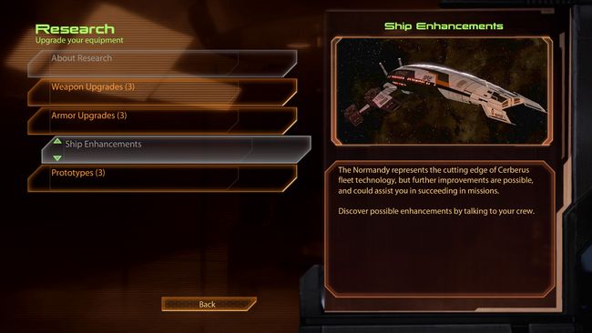 Mejoras de barcos de Mass Effect 2: Guía de investigación de Normandía
