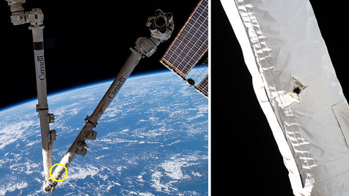 La basura espacial hace un agujero en el brazo robótico de la Estación Espacial Internacional